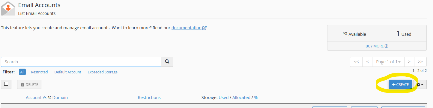email create button